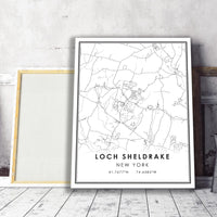 Loch Sheldrake, New York Modern Map Print 