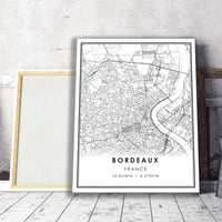 
              Bordeaux, France Modern Style Map Print 
            