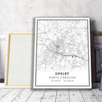 
              Shelby, North Carolina Modern Map Print 
            