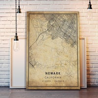 
              Newark, California Vintage Style Map Print 
            
