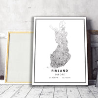 
              Finland, Europe Modern Style Map Print 
            