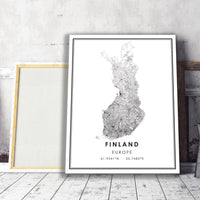 Finland, Europe Modern Style Map Print 