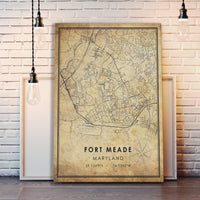 Fort Meade, Maryland Vintage Style Map Print 