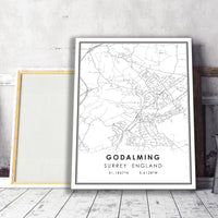 
              Godalming, Surrey England Modern Style Map Print 
            