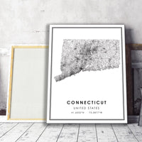 Connecticut, United States Modern Style Map Print 