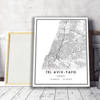Tel Aviv, Israel Modern Style Map Print 
