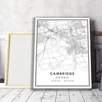 Cambridge, Ontario Modern Style Map Print 