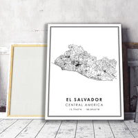 
              El Salvador, Central America Modern Style Map Print 
            