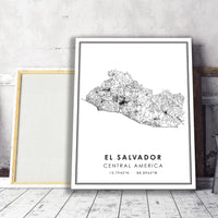 El Salvador, Central America Modern Style Map Print 