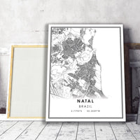 
              Natal, Brazil Modern Style Map Print 
            