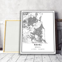 Natal, Brazil Modern Style Map Print 