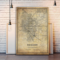 Boulder, Colorado Vintage Style Map Print 