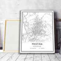 
              Prishtina, Kosovo Modern Style Map Print 
            