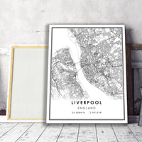 
              Liverpool, England Modern Style Map Print
            