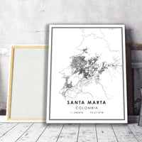 Santa Marta, Colombia Modern Style Map Print 