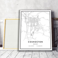 
              Coshocton, Ohio Modern Map Print 
            
