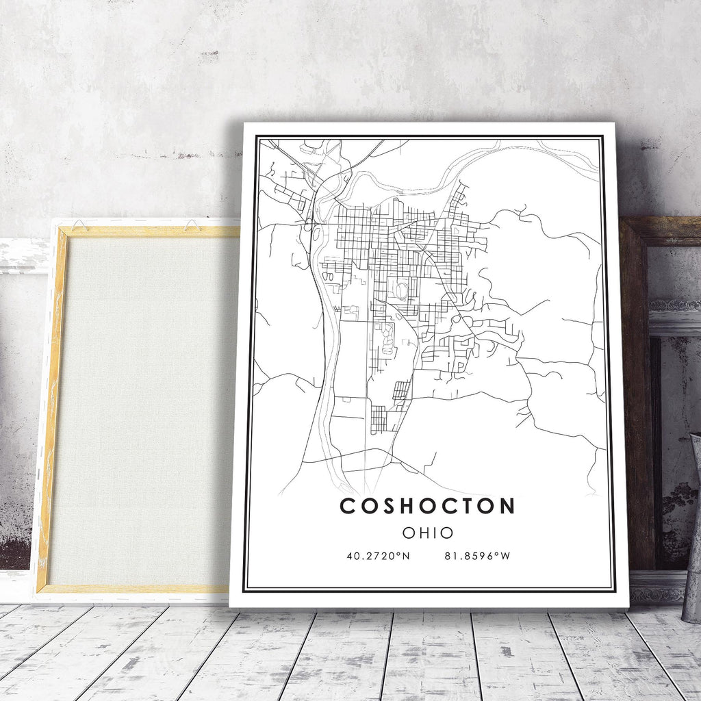 Coshocton, Ohio Modern Map Print 