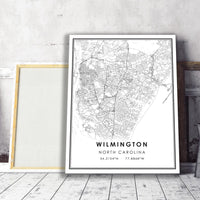Wilmington, North Carolina Modern Map Print 