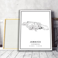 Jamaica, Caribbean Modern Style Map Print