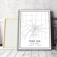 
              Penn Yan, New York Modern Map Print
            