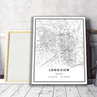Longview, Texas Modern Map Print