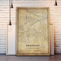 
              Bridgeport, Pennsylvania Vintage Style Map Print 
            