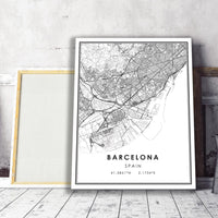 
              Barcelona, Spain Modern Style Map Print
            