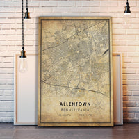Allentown, Pennsylvania Vintage Style Map Print