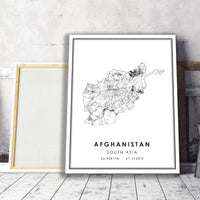 Afghanistan, South Asia Modern Style Map Print 