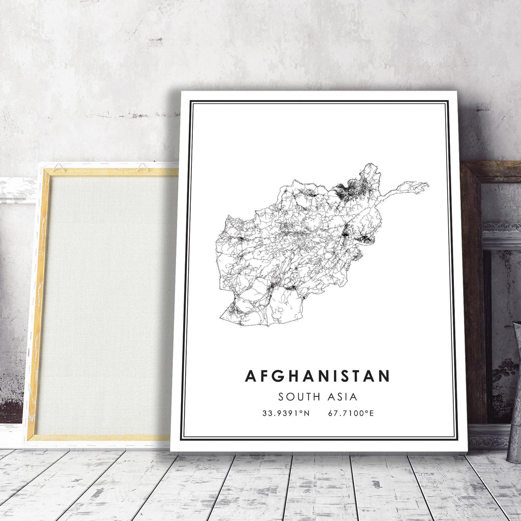 Afghanistan, South Asia Modern Style Map Print 