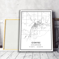 Cortez, Colorado Modern Map Print 