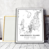 
              Aquidneck Island, Rhode Island Modern Map Print 
            