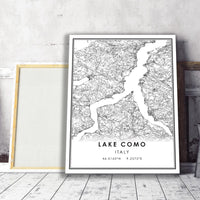 
              Lake Como, Italy Modern Style Map Print
            