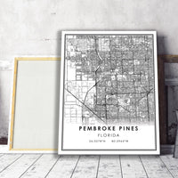 
              Pembroke Pines, Florida Modern Map Print 
            