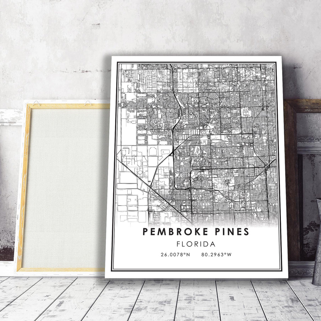 Pembroke Pines, Florida Modern Map Print 
