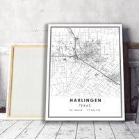 Harlingen, Texas Modern Map Print 