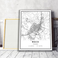 Waco, Texas Modern Map Print 