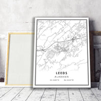 
              Leeds, Alabama Modern Map Print 
            