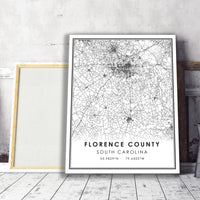 
              Florence County, South Carolina Modern Map Print 
            