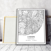 
              Lisbon, Portugal Modern Style Map Print 
            