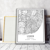Lisbon, Portugal Modern Style Map Print 