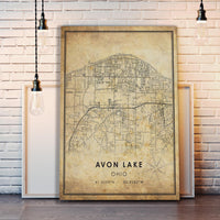 Avon Lake, Ohio Vintage Style Map Print 