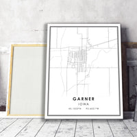 Garner, Iowa Modern Map Print 