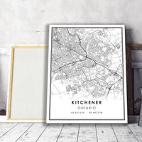 Kitchener, Ontario Modern Style Map Print