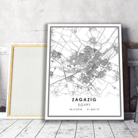 
              Zagazig, Egypt Modern Style Map Print 
            