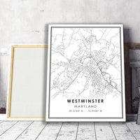
              Westminster, Maryland Modern Map Print 
            