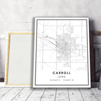 
              Carroll, Iowa Modern Map Print 
            