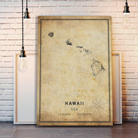 
              Hawaii, United States Vintage Style Map Print 
            