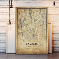 
              Concord, Ontario Vintage Style Map Print 
            