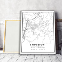 
              Bridgeport, West Virginia Modern Map Print 
            